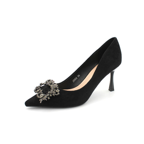 Women's Pointed Toe Rhinestone Buckle French Pointed-toe Women's Shoes