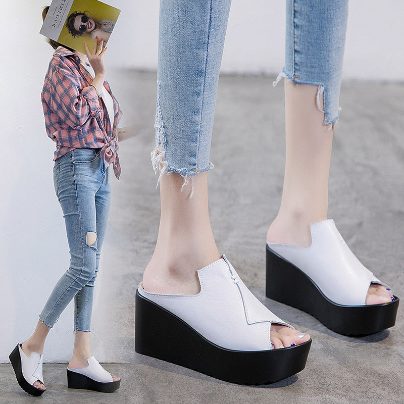 Women's Fashion Korean Style Outer Wear Platform Pregnant Mother Slippers