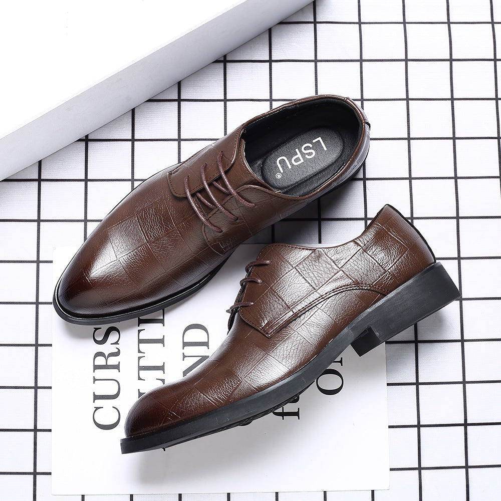 Men's Korean Style British Black Fashion Business Leather Shoes