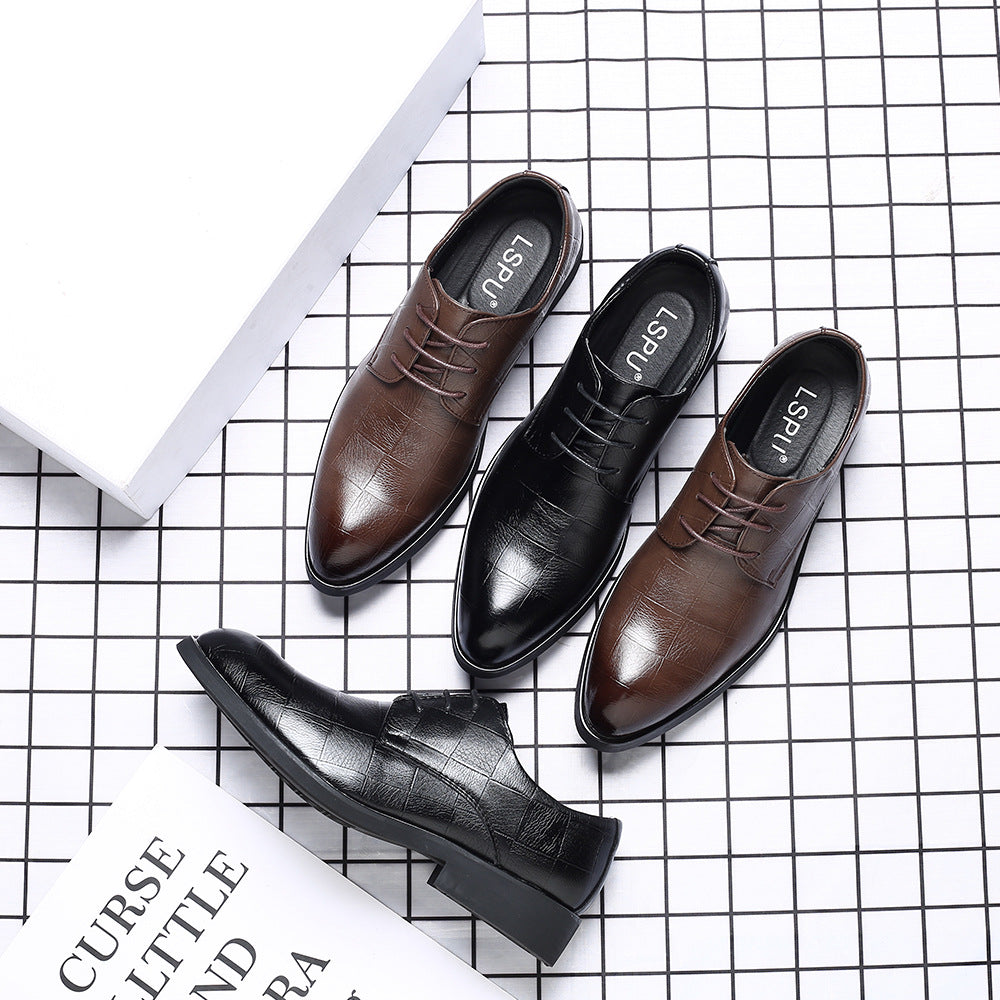 Men's Korean Style British Black Fashion Business Leather Shoes