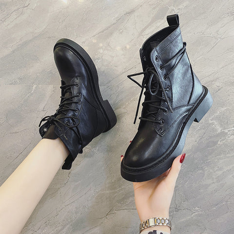 Women's Style All-match Thin Motorcycle Black Breathable Boots