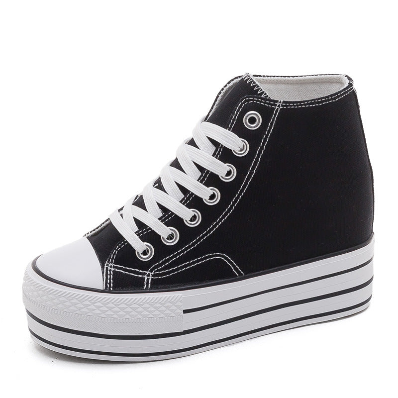 Women's High-top Height Increasing Insole 9cm Korean Canvas Shoes