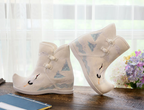 For Han Chinese Clothing Embroidery Bootie Ethnic Style Embroidered Canvas Shoes