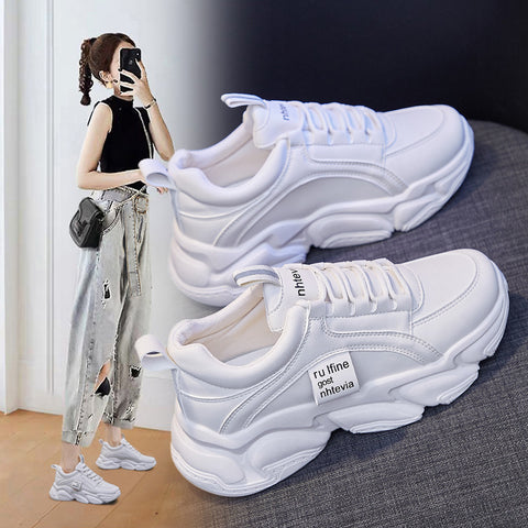 Women's Korean Sports Female Increased Running Canvas Shoes