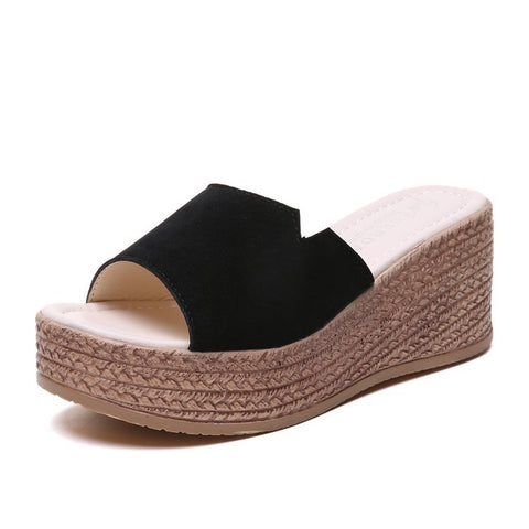 Women's Fashionable Outdoor Korean Style Platform Wedge Thick-soled Sandals