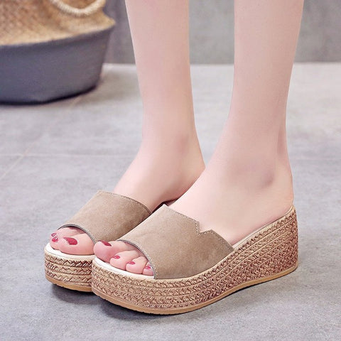 Women's Fashionable Outdoor Korean Style Platform Wedge Thick-soled Sandals