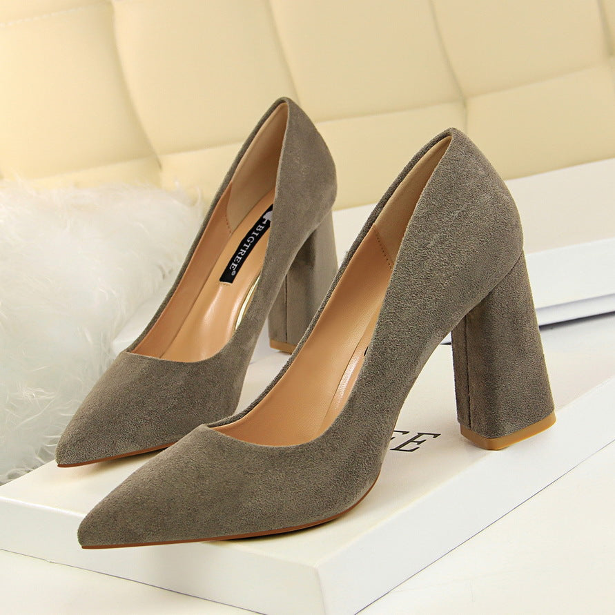 Women's Suede Shallow Mouth Pointed Toe Career Figure Women's Shoes