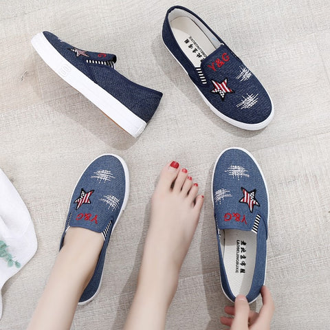 Women's Thick Sole Flat Canvas Shoes