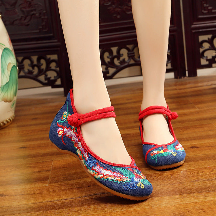 Women's Colorful Phoenix Square Dance Tendon Bottom Canvas Shoes