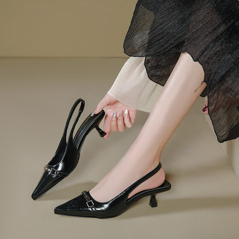 Women's Oversized Low-cut French Style Hollow Toe Heels