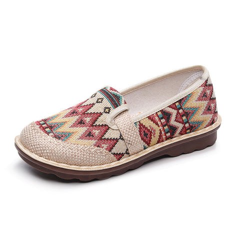 Women's Beijing Cloth Breathable Mom Embroidered Ethnic Canvas Shoes