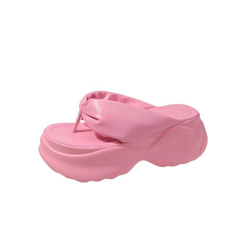 Women's Thick-soled Flip-flops Summer Fashion Outdoor Increased Pink Seaside Slippers