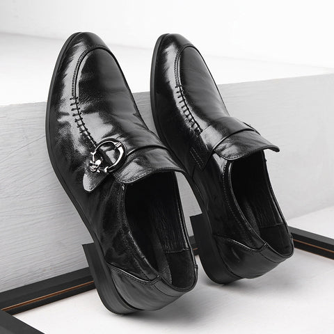 Men's Full-grain Sheepskin Formal Business Slip-on Pointed Leather Shoes
