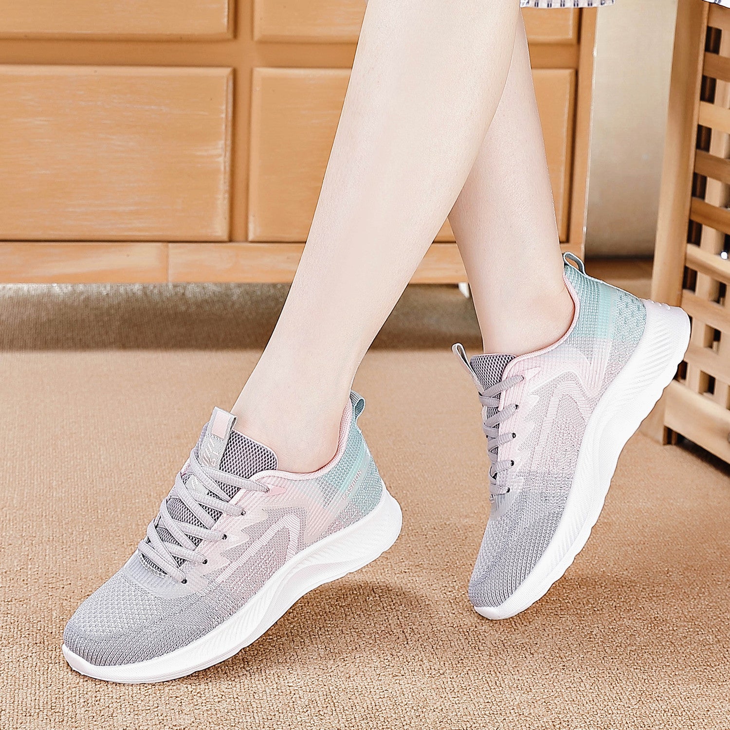 Women's Woven Spring Breathable Korean Fashion Sports Casual Shoes