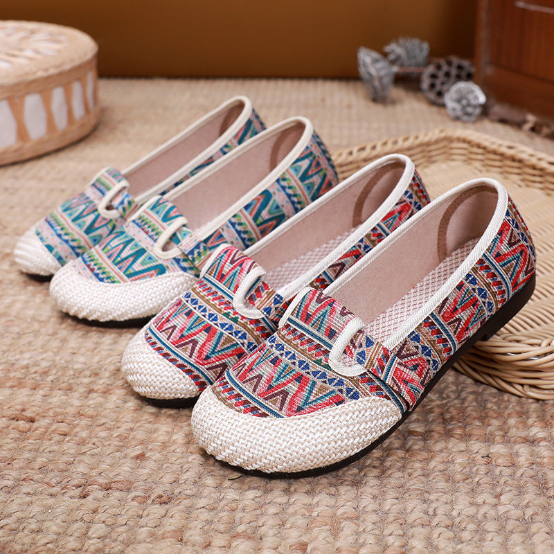 Women's Spring Soft Bottom Ethnic Style Canvas Shoes