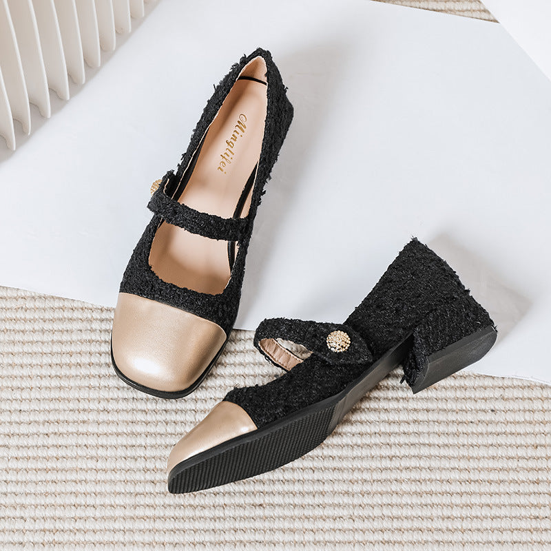 Women's Style Mary Jane Spring French Square Women's Shoes