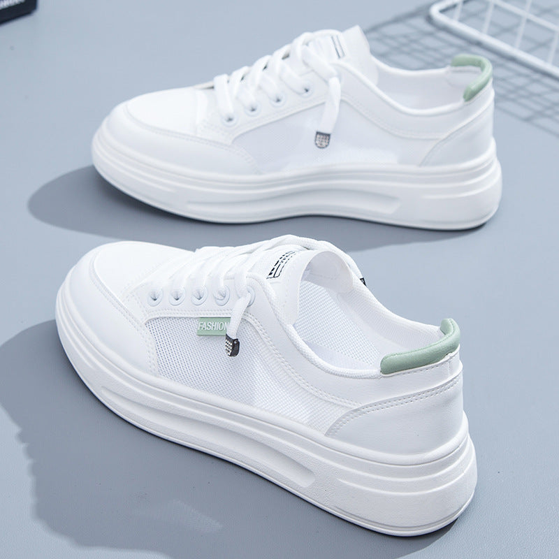 Women's White Mesh Flat Korean Style Casual Shoes