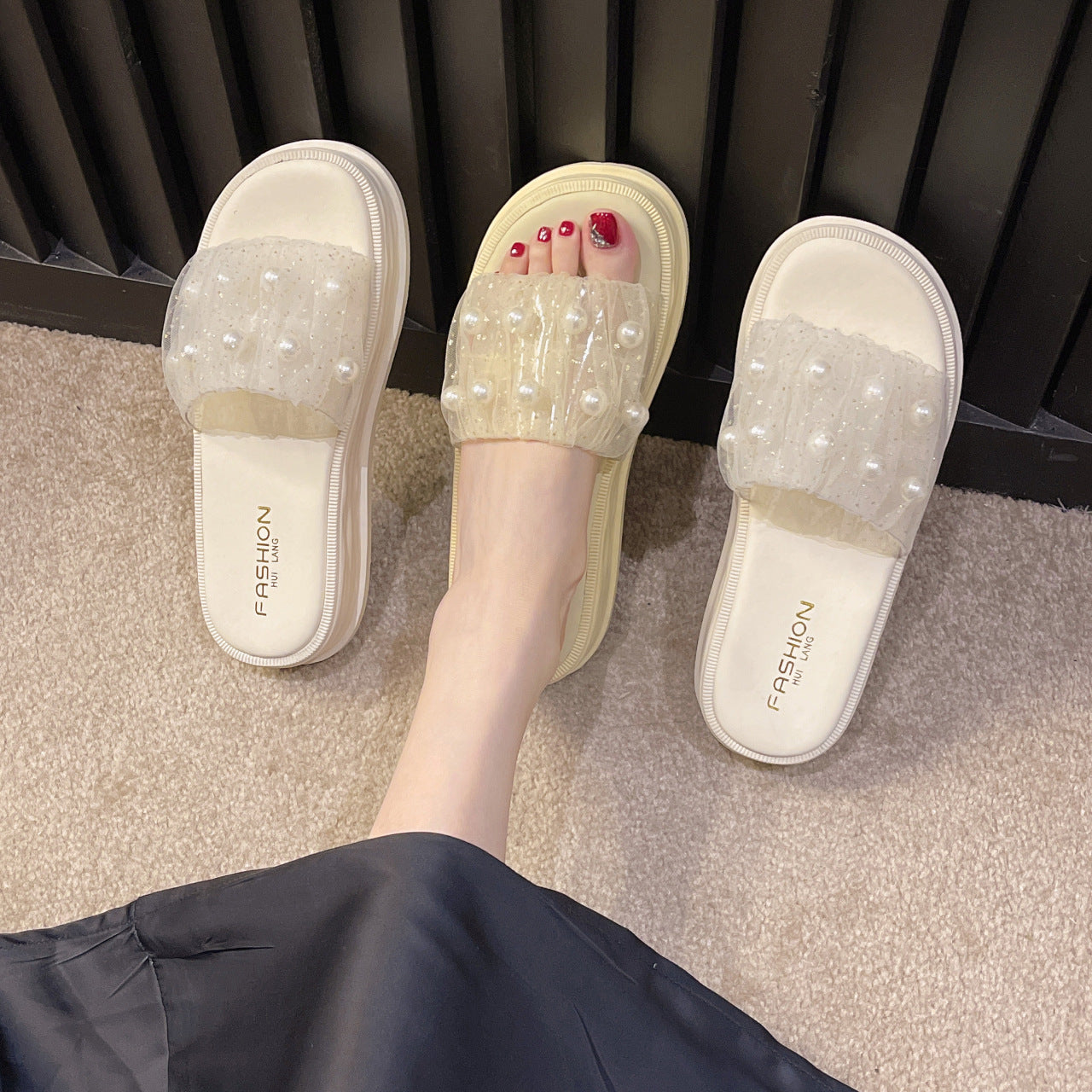 Women's Wear One-word Half Fashion Platform Slippers