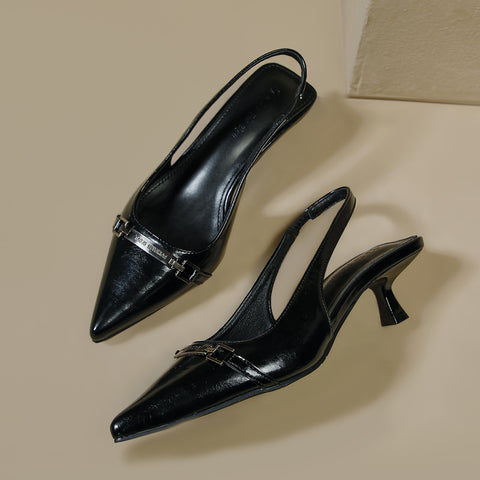Women's Oversized Low-cut French Style Hollow Toe Heels