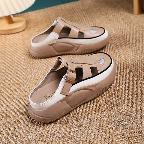 Women's Semi-slipper Summer Heel-free Slip-on Lazy White All-match Sandals