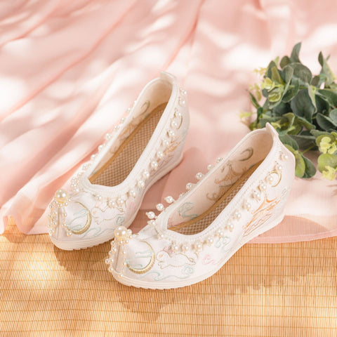 Toe High Embroidered Antique Wedge Hidden Chinese Canvas Shoes