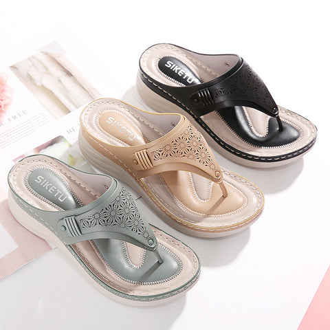 Women's Siqi Round Toe Fashion Hollow Wedge Slippers