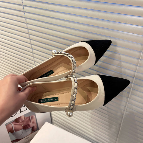 Women's Color Matching Pumps Soft Bottom Surface Widened Women's Shoes