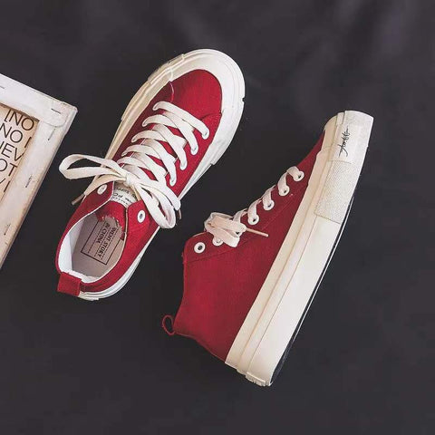 Beautiful Women's Niche Fashionable Spring Red Canvas Shoes