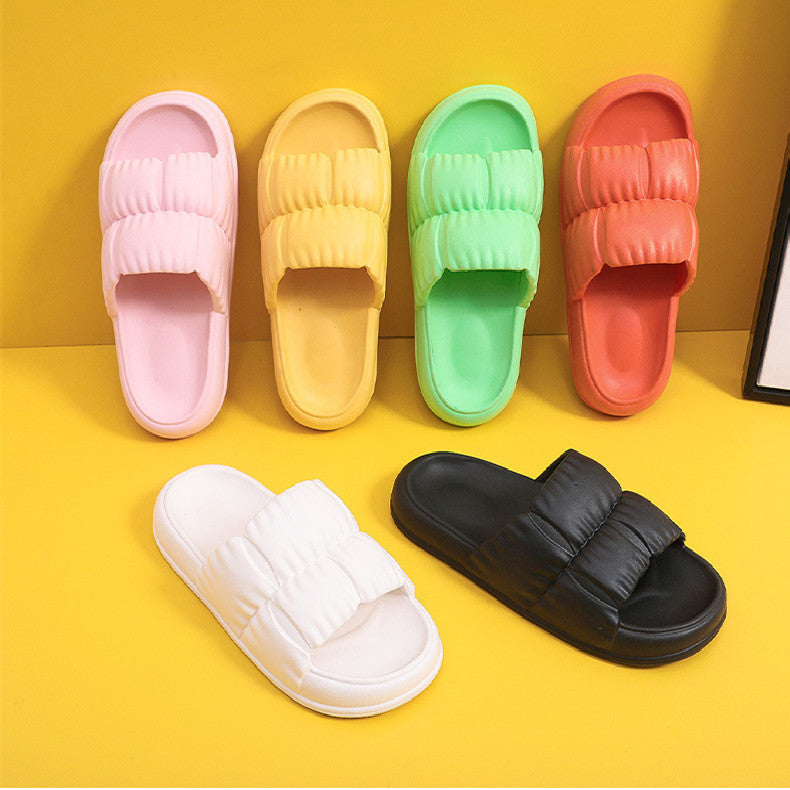 Women's & Men's Slip-on For Summer Thick Bottom Household Soft Bathroom Slippers