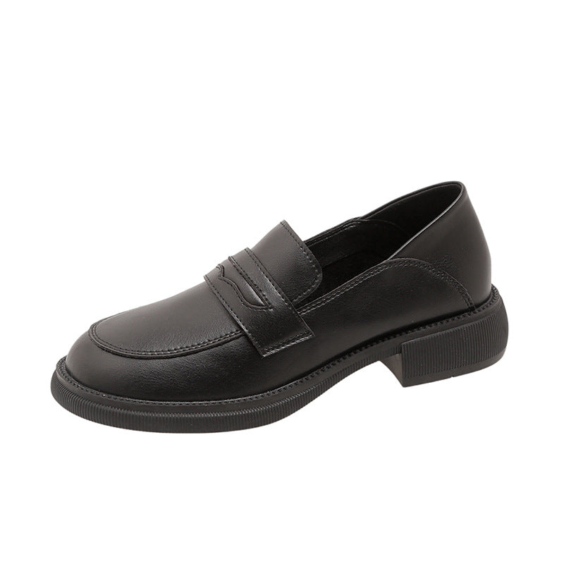 Women's Cowhide Soft Back Thick British Style One Loafers
