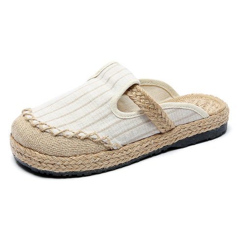 Charming Slouchy New Attractive Striped Linen Sandals
