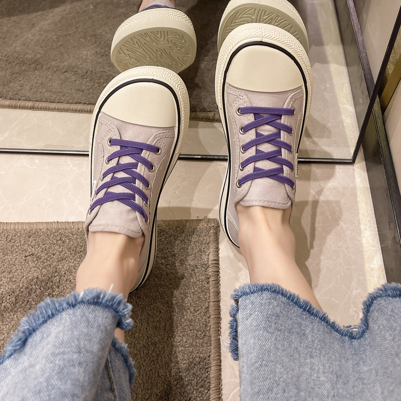 Women's Summer Korean Breathable Thin Mango Toe Canvas Shoes
