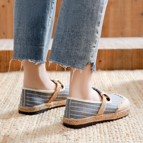 Women's Linen Wenyisen Striped Color Matching Canvas Shoes
