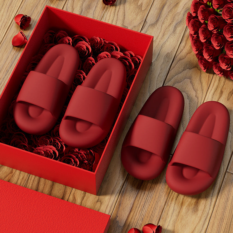 Summer Wedding Pair In Red Lovers House Slippers
