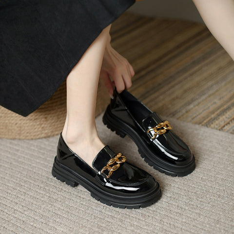 Women's British Platform Black Preppy Style Loafers