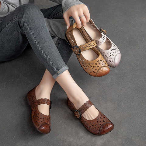 Flat Artistic Style Hollow Lady Mori All-match Sandals