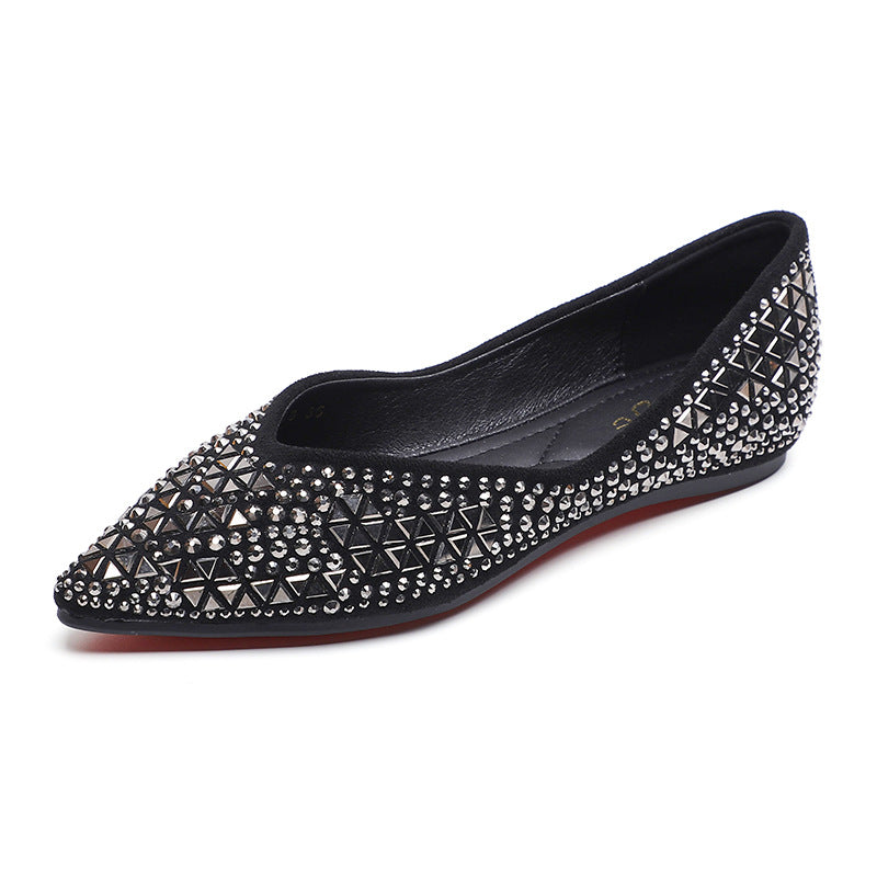 Women's Korean Style Rhinestone Sequins Flat Low Top Loafers