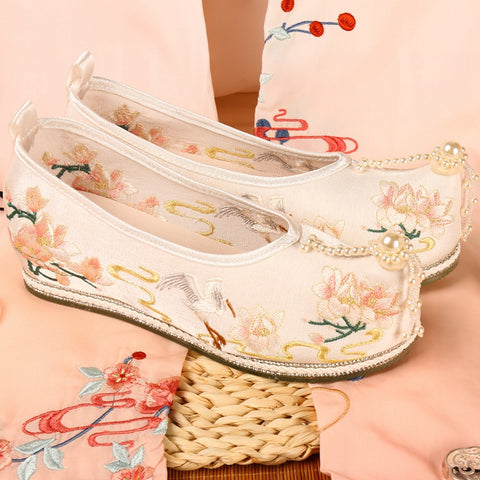 Han Chinese Clothing Woven Crane And Canvas Shoes