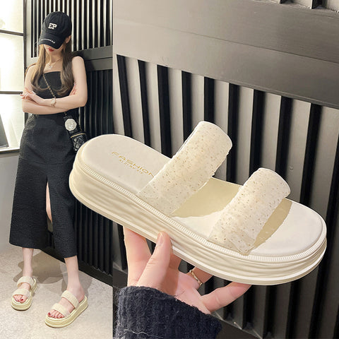 Graceful Women's Platform Korean Beach Fashion Slippers