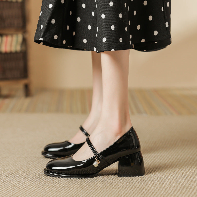 Women's Spring Square Head Soft Chunky Pumps Women's Shoes