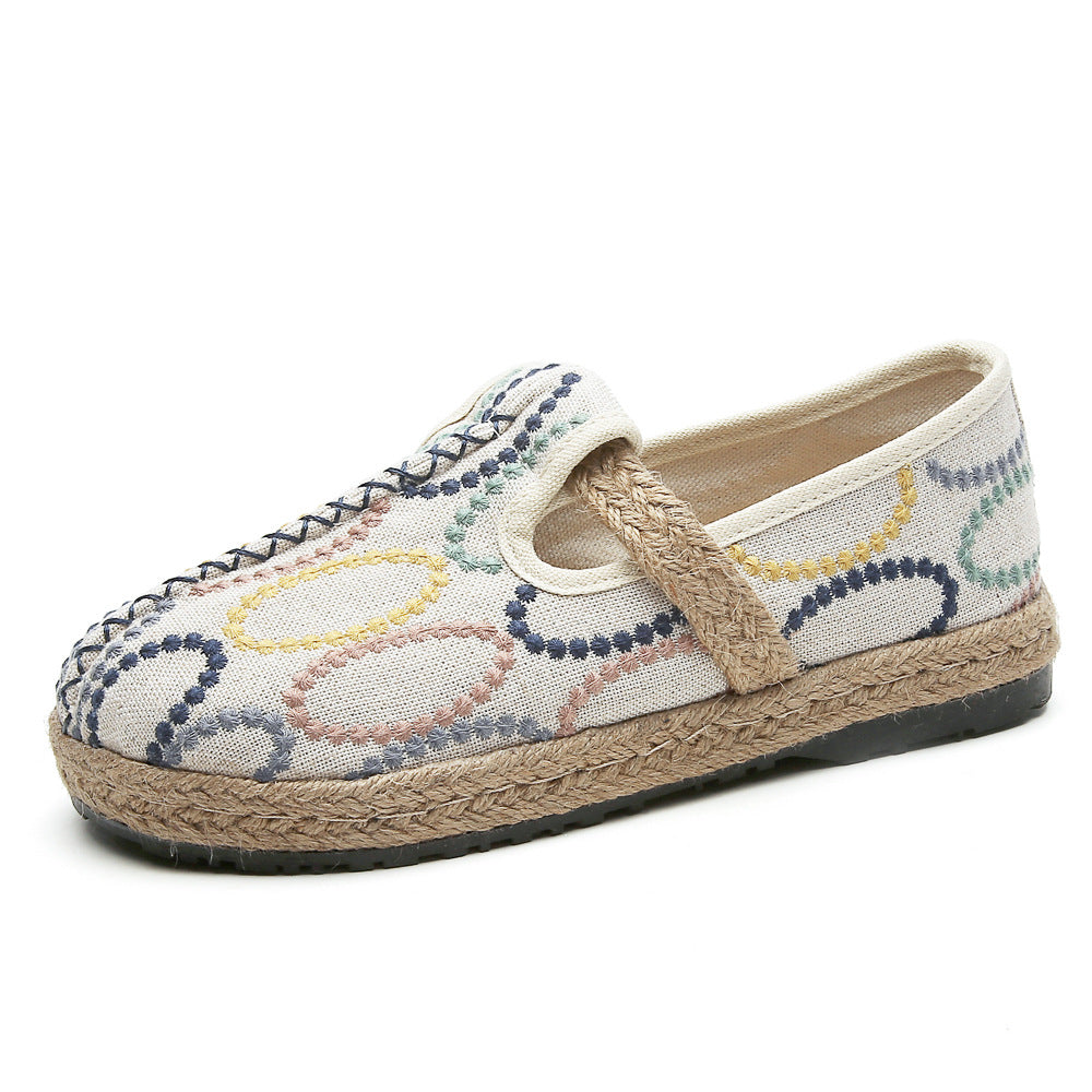 Stitching Embroidered Cotton Craft Color Matching Canvas Shoes