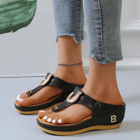 Women's Summer Beach Flip-toe Wedge Large Sandals
