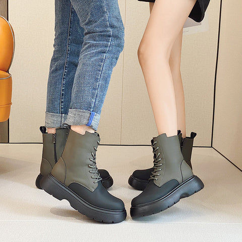 Women's & Men's England Style Platform Mid Short Couple Boots
