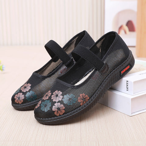 Women's Cloth Hollow-out Breathable Mesh Mother Soft Sandals