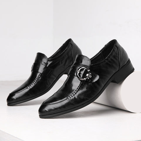 Men's Full-grain Sheepskin Formal Business Slip-on Pointed Leather Shoes
