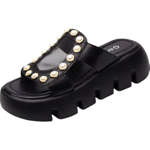Women's Pearl Summer Fashion Outdoor All-matching Platform Slippers