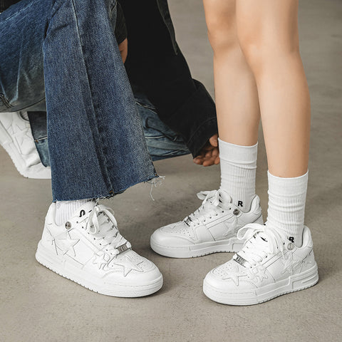 White National Fashion Star Couple Unisex Sneakers