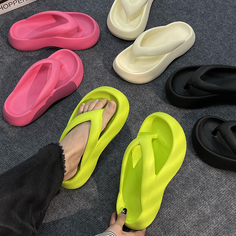 Women's Thick-soled Flip-flops Summer Feeling Increased Outside Wear Simple Slippers