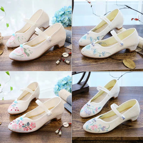Women's Nan Ethnic Style Embroidered Height Increasing Insole Canvas Shoes