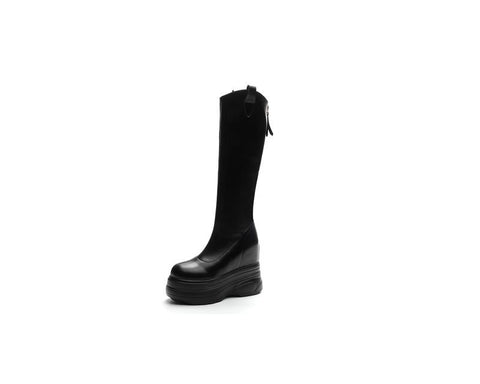 Women's Patent Thin Thick Bottom Lifted Type Below The Boots